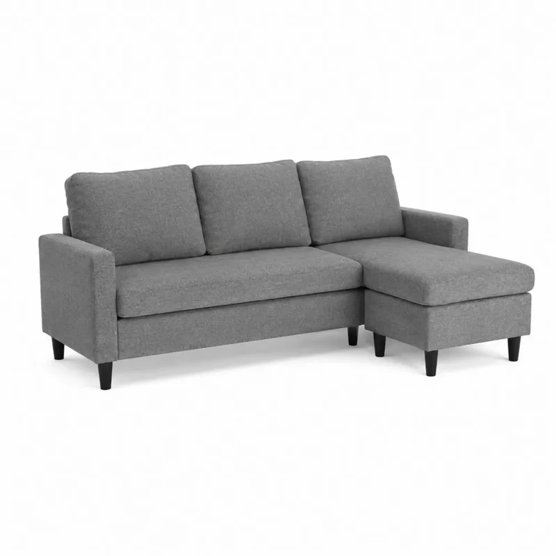 Ecksofa mit Ottomane rechts aus Stoff Grau 220 cm