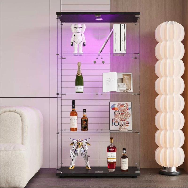 Yelenaro Glasvitrine 165 cm mit LED – Standvitrine aus ESG-Glas