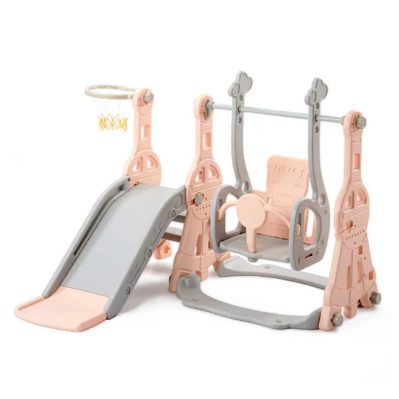 Yelenaro 4-in-1 Kinderrutsche mit Schaukel & Basketballkorb – Indoor Spielplatz