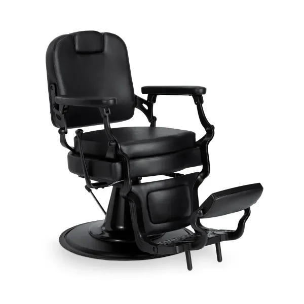 Barberstuhl Mark-B Schwarz – Luxuriöser Herren Friseurstuhl für stilvolle Barbershops
