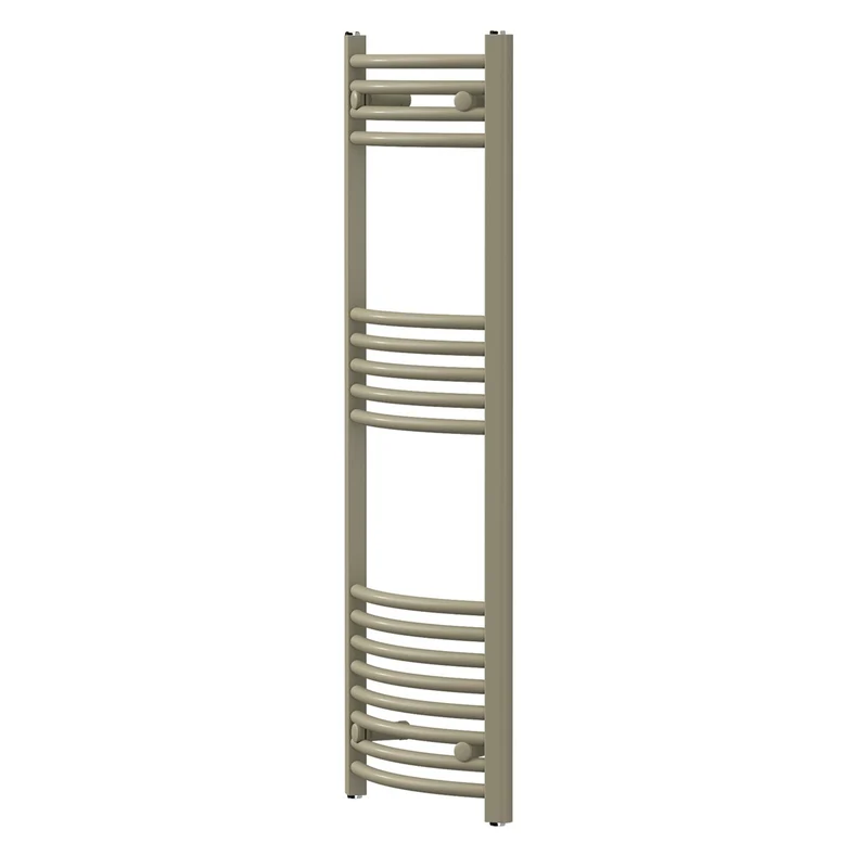 LuxeBath | Handtuchheizkörper Sahara gebogen mit Seitenanschluss 400x1200 mm Stahl Beige Badheizkörper Handtuchtrockner Handtuchhalter für Badezimmer