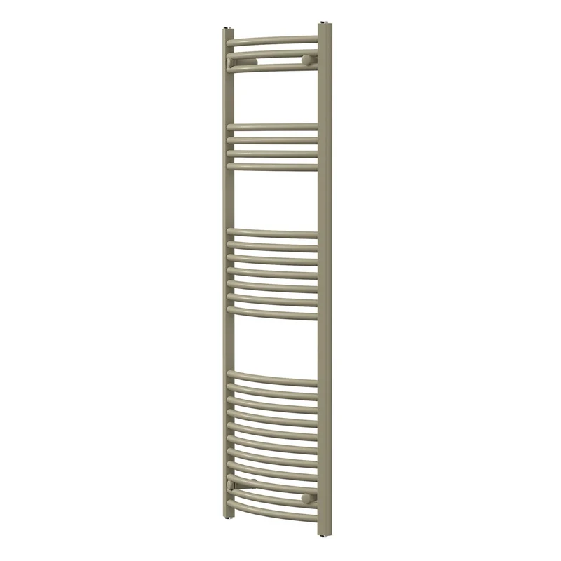 LuxeBath | Handtuchheizkörper Sahara gebogen mit Seitenanschluss 500x1500 mm Stahl Beige Badheizkörper Handtuchtrockner Handtuchhalter für Badezimmer