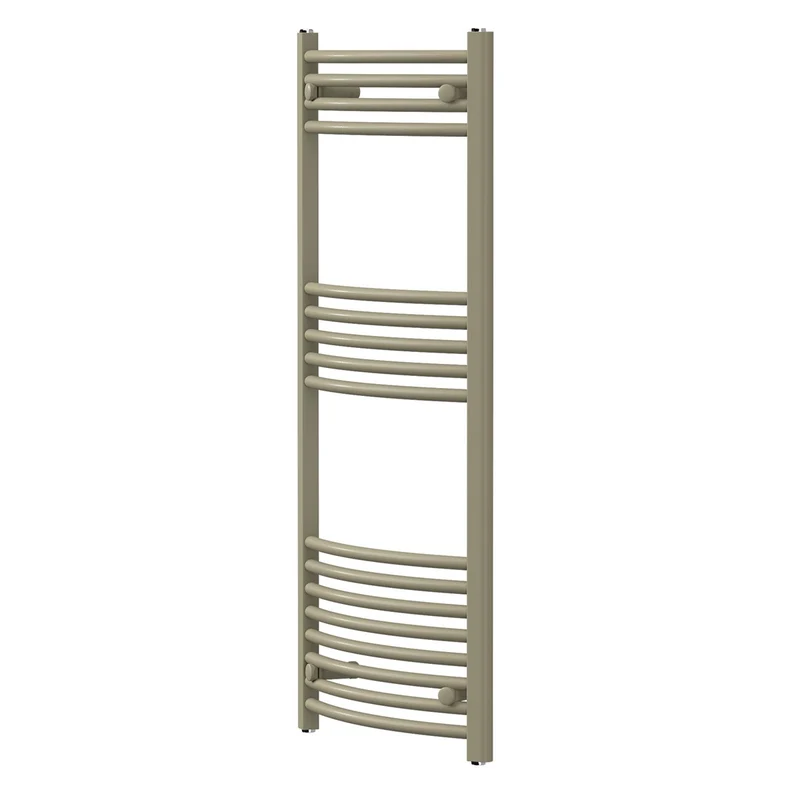 LuxeBath | Handtuchheizkörper Sahara gebogen mit Seitenanschluss 500x1200 mm Stahl Beige Badheizkörper Handtuchtrockner Handtuchhalter für Badezimmer