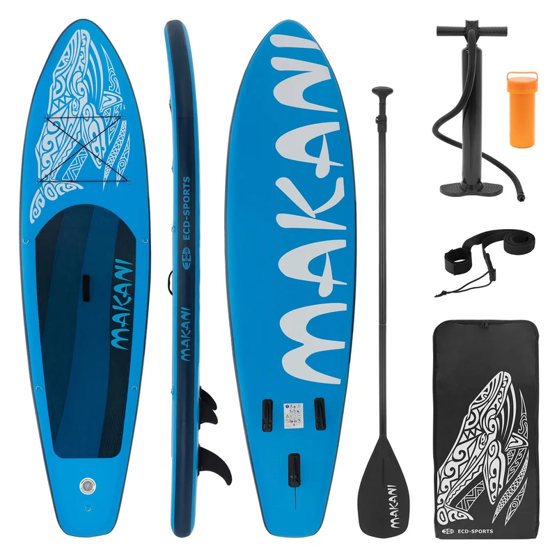 B-Ware Stand Up Paddle aufblasbares SUP Board Makani 320x80x15 cm in Blau aus PVC inkl. Pumpe und Tragetasche