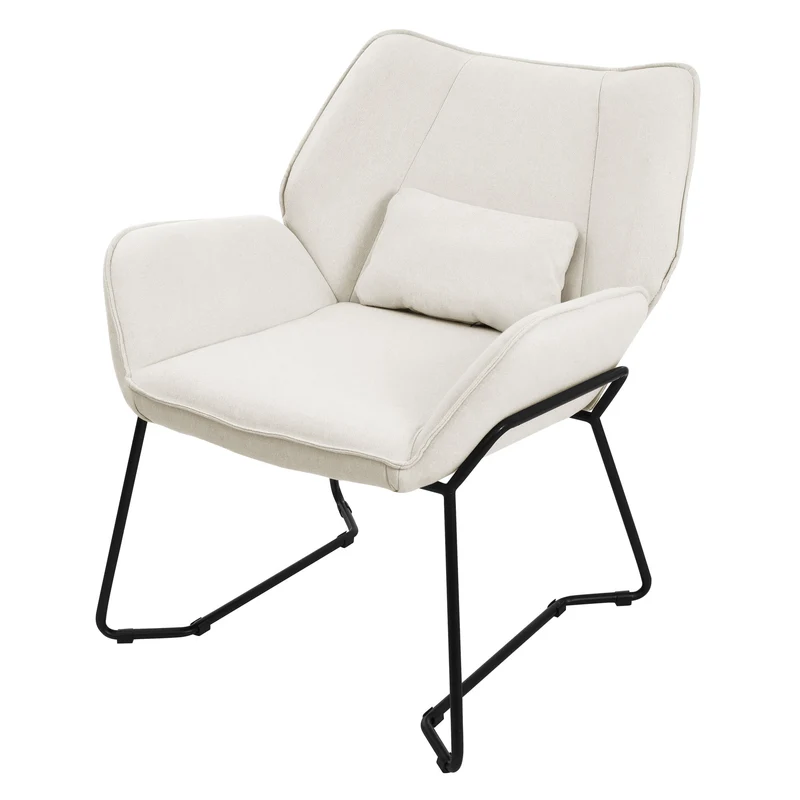 ML-DESIGN | Sessel mit Lendenkissen 75x77x85 cm Leinenstoff Beige Relaxsessel Loungesessel Cocktailsessel Polstersessel Lesesessel für Wohnzimmer