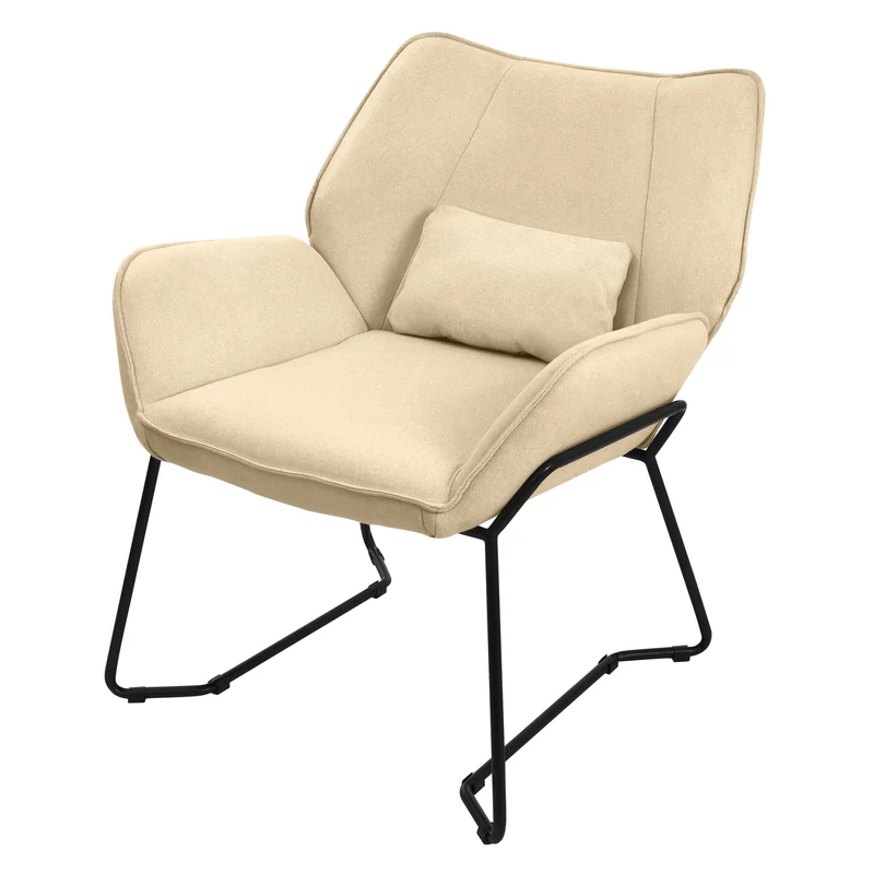 ML-DESIGN | Sessel mit Lendenkissen 75x77x85 cm Leinenstoff Sand Relaxsessel Loungesessel Cocktailsessel Polstersessel Lesesessel für Wohnzimmer