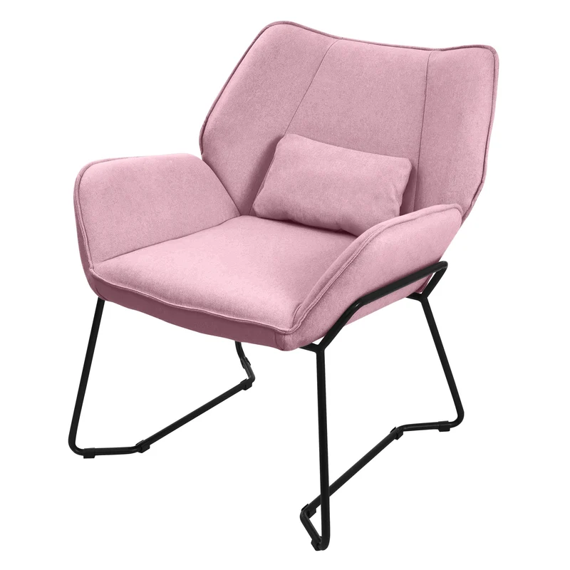 ML-DESIGN | Sessel mit Lendenkissen 75x77x85 cm Leinenstoff Rosa Relaxsessel Loungesessel Cocktailsessel Polstersessel Lesesessel für Wohnzimmer