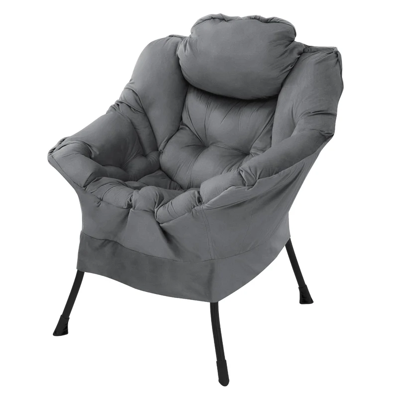 Relaxsessel Loungesessel mit Armlehnen und dickem Kopfkissen und Metallgestell bis 120 kg ML-Design