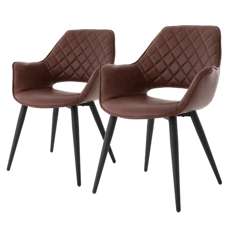 Esszimmerstuhl 2er Set 63x63 cm Braun aus Kunstleder WOMO-Design