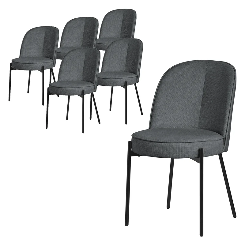 Esszimmerstühle 6er Set Anthrazit mit Rückenlehne, Polsterstühle für Esszimmer & Küche ML-Design