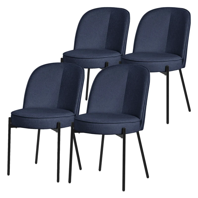 Esszimmerstühle 4er Set Dunkelblau mit Rückenlehne, Polsterstühle für Esszimmer & Küche ML-Design