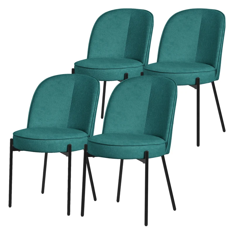 Esszimmerstühle 4er Set Petrol mit Rückenlehne, Polsterstühle für Esszimmer & Küche ML-Design