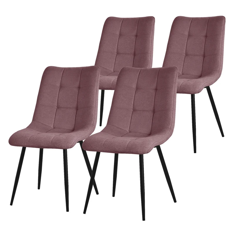 Esszimmerstuhl Küchenstuhl 2er Set mit Polyesterbezug und Stahlbeinen ML-Design