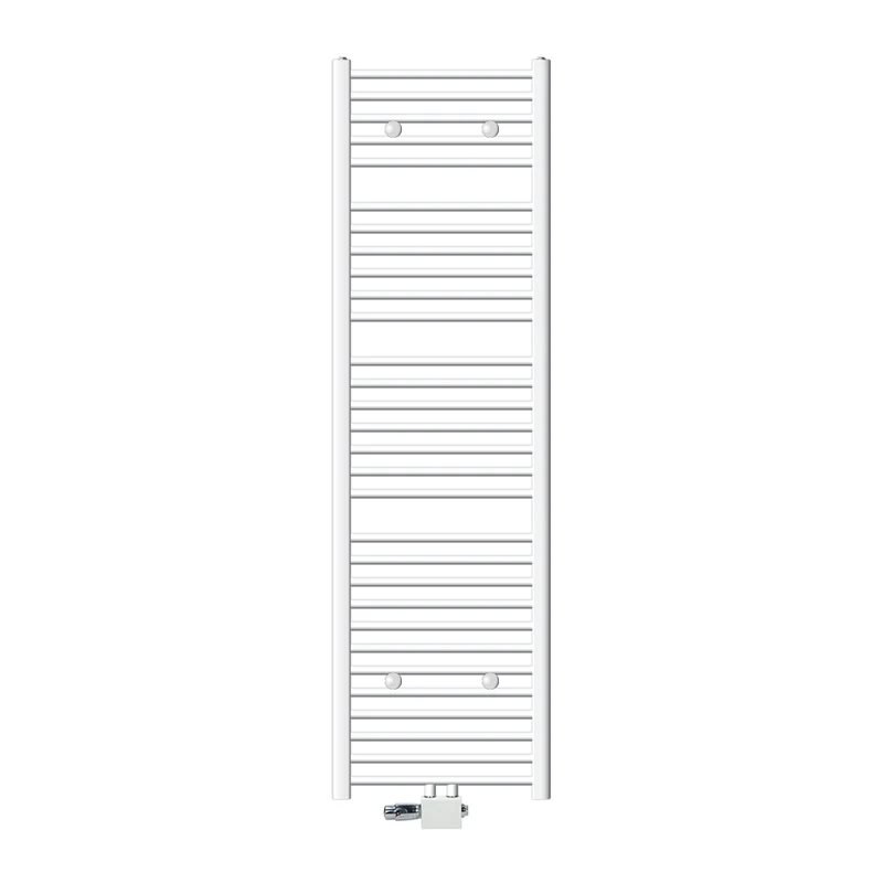 Badheizkörper Mittelanschluss 500x1800 mm Weiß gerade mit Universal Anschlussgarnitur LuxeBath