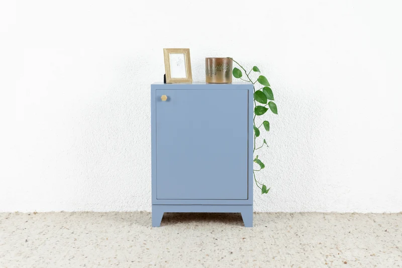 Vintage Kommode Schränkchen Blau Holz Pastell 60s Ablage Flur