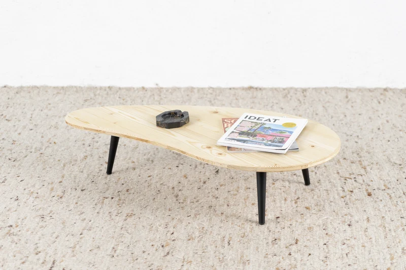 Vintage Design Beistelltisch Couchtisch Massivholz Nierentisch Blumenhocker