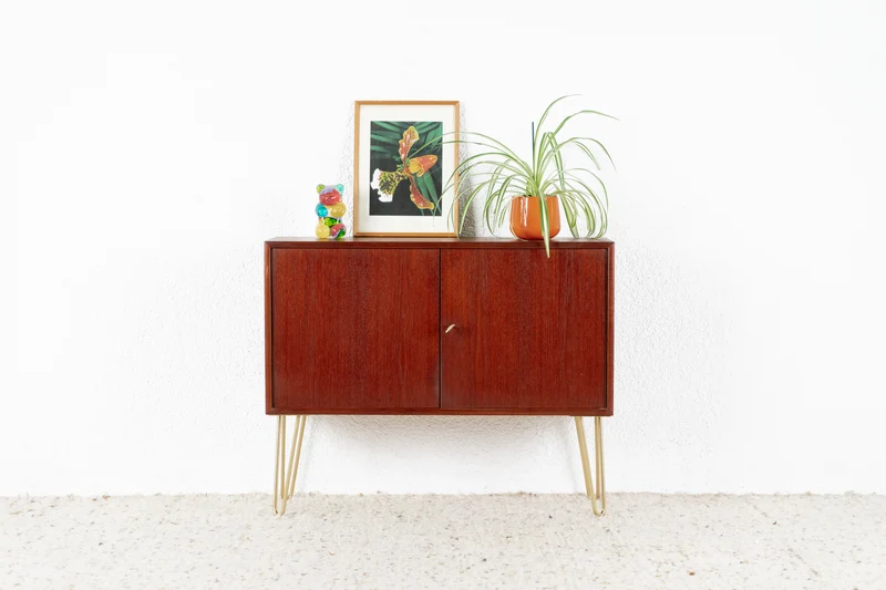 WK MÖBEL Sideboard Kommode Mid Century Holz Teak Vintage Gold
