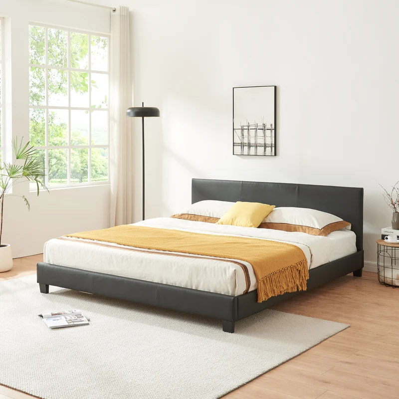 Kunstlederbett Albacete 160x200cm Schwarz Corium