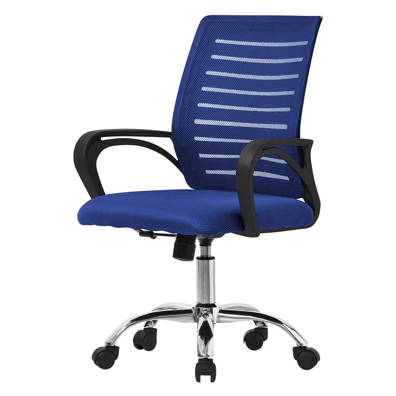 Ergonomischer Bürostuhl mit Armlehnen Netzgewebe Blau mit Rollen ML-Design