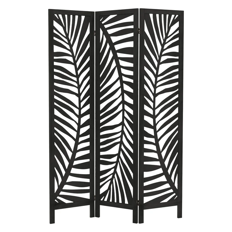 ML-Design | Paravent Fukuoka 3 teilig aus Holz 170x121 cm, Schwarz, Raumteiler faltbar, Trennwand für innen