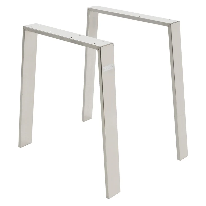 2er Set Tischbeine Loft 75x72 cm Silber Profil 8x2cm aus Edelstahl U-Form ML-Design