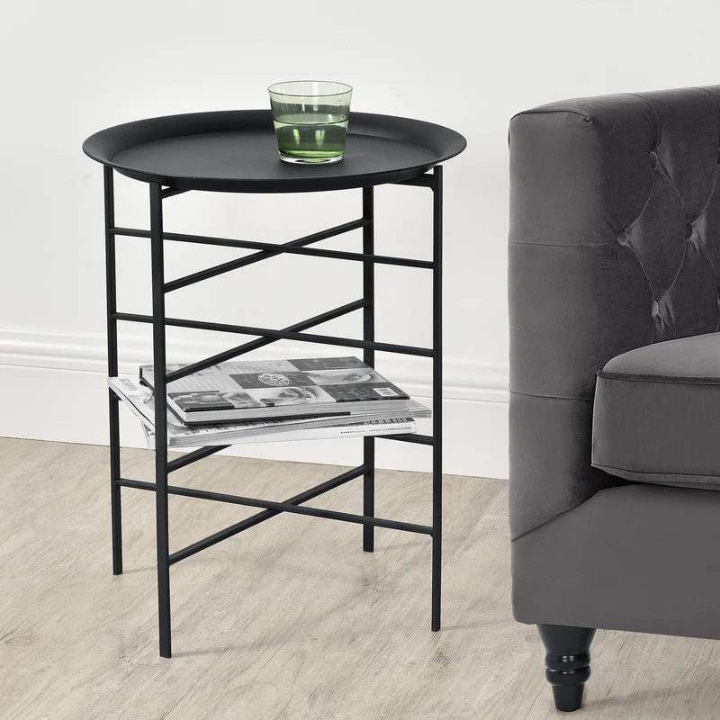 Beistelltisch Wiltz 40x40x53 cm Metall Schwarz en.casa