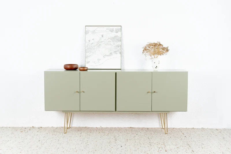 Vintage Sideboard Kommode Gold Pastell Holz Tv Board Wohnzimmer Schlafzimmer