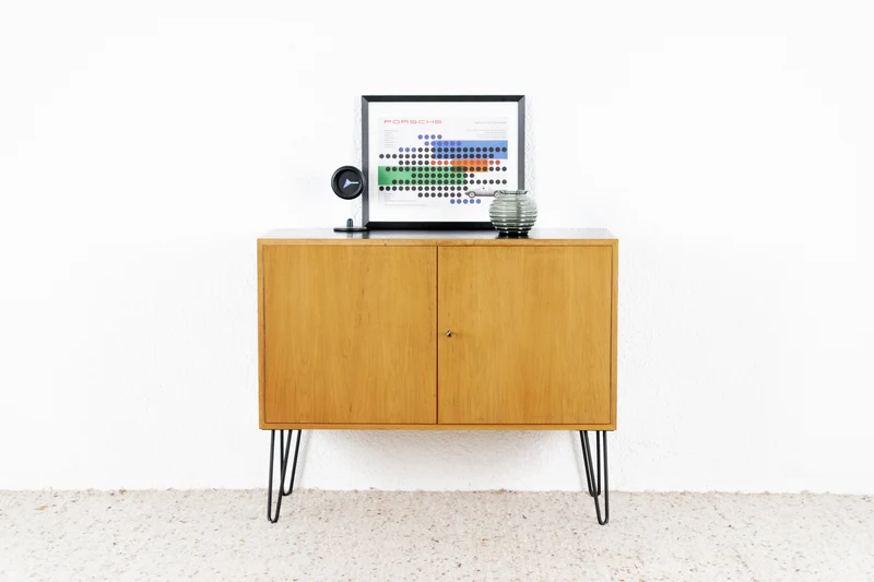 Vintage Kommode Schrank Mid Century Holz Nuss Sideboard