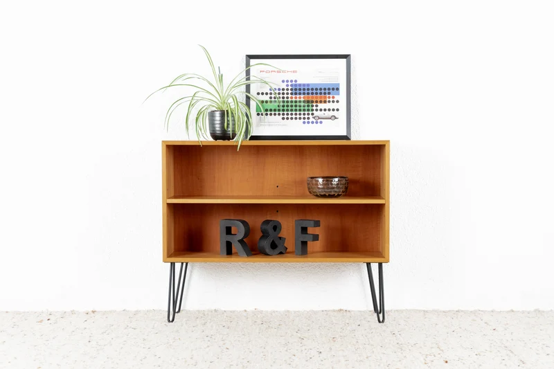 Vintage Regal Sideboard Bücherregal Holz Nuss 60s Tv Kommode