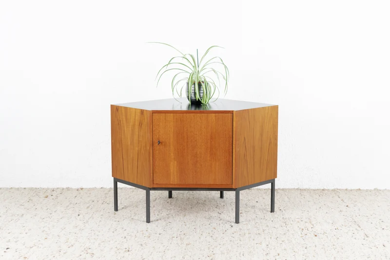 Vintage Eckschrank Eckkommode Holz Teak 1960er Mid Century