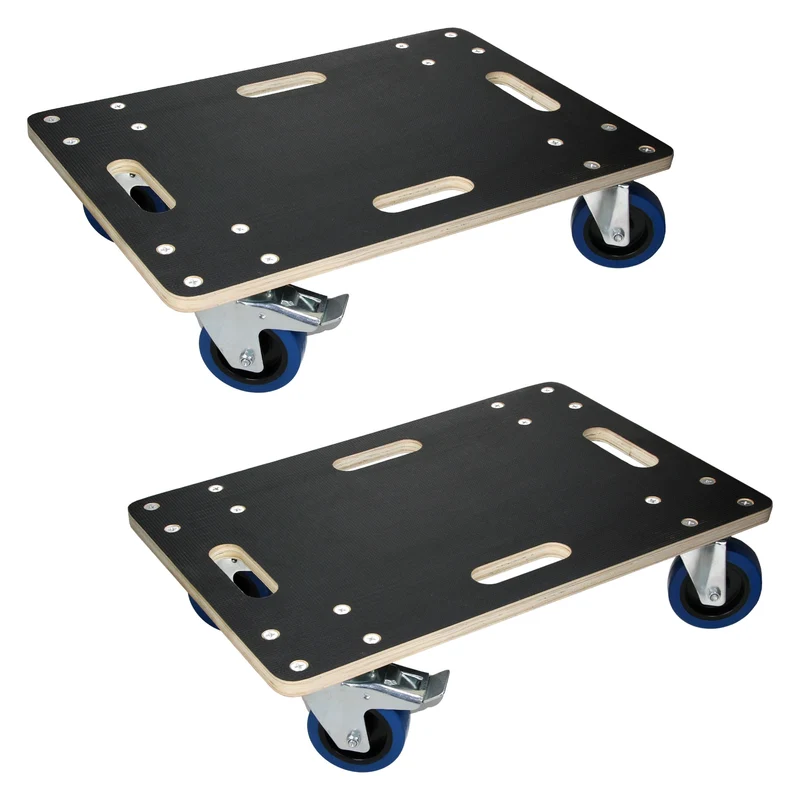 2er Set Rollbrett Möbelroller 40 x 60 cm aus Multiplex mit Feststellbremsen Tragkraft 800 kg