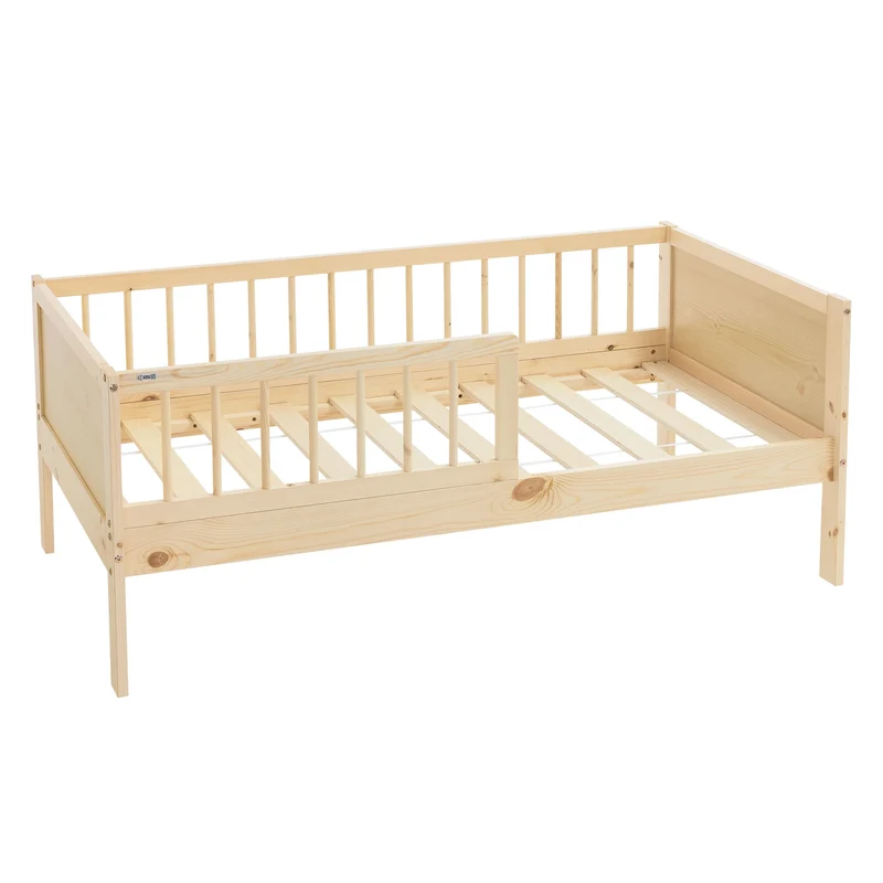 Kinderbett aus Kiefernholz mit Lattenrost und Rausfallschutz ML-Design