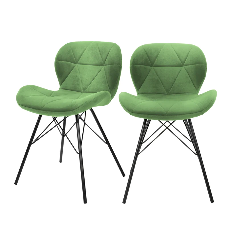 Esszimmerstuhl 2er Set mit Rückenlehne Salbei Küchenstuhl mit Microfaser-Samtbezug ML-Design
