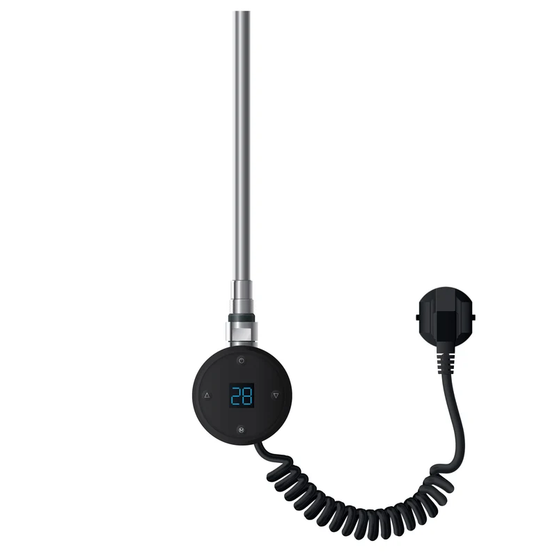 Heizstab für Badheizkörper 600W Schwarz matt mit Thermostat LCD-Bildschirm Temperaturkontrolle und Timer LuxeBath