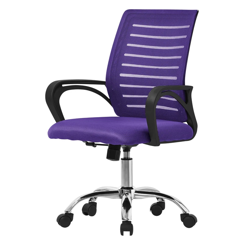 Ergonomischer Bürostuhl mit Armlehnen Netzgewebe Lila mit Rollen ML-Design