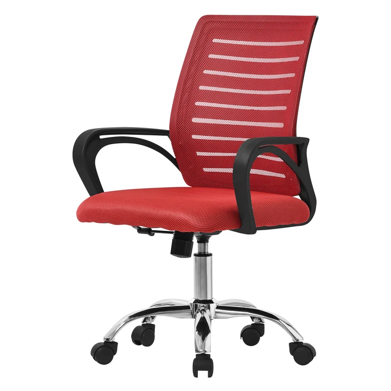 Ergonomischer Bürostuhl mit Armlehnen Netzgewebe Rot mit Rollen ML-Design