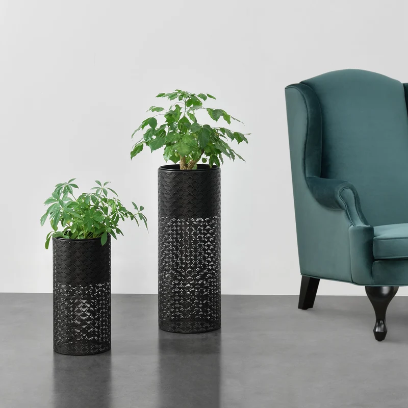 Blumenständer Virton 2er Set Schwarz en.casa