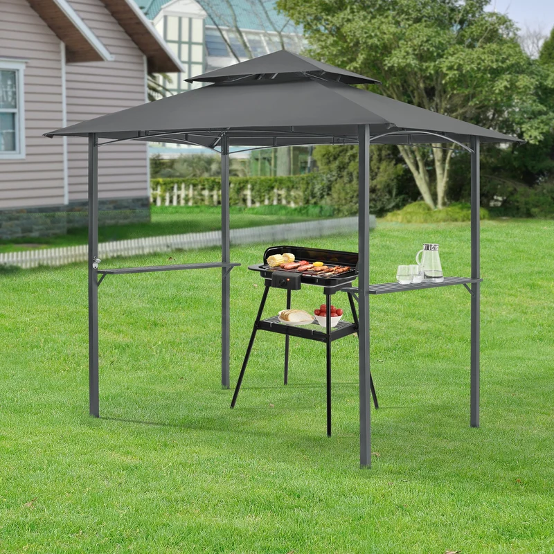 Grillpavillon Parga 250x241x151 cm Dunkelgrau [en.casa]
