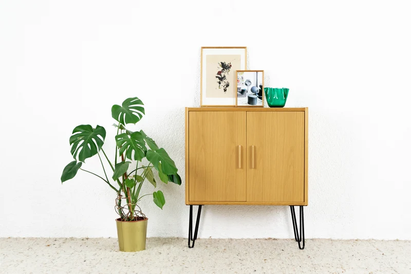 Vintage Hülsta Kommode Schrank Holz Eiche Raumteiler beitseitig Türen