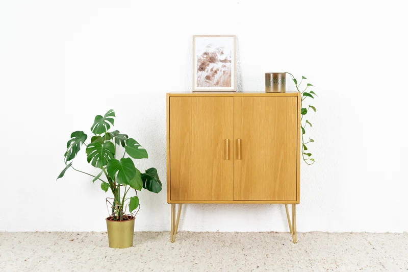 Vintage Hülsta Kommode Schrank Holz Eiche Raumteiler beidseitig Türen