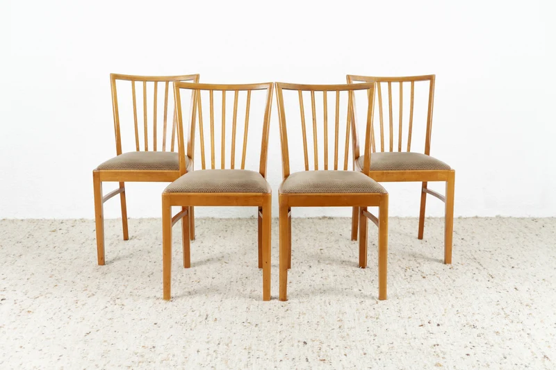 4er Set Vintage Stühle Massivholz 60s Mid Century Polster Stuhl Küche Esstisch