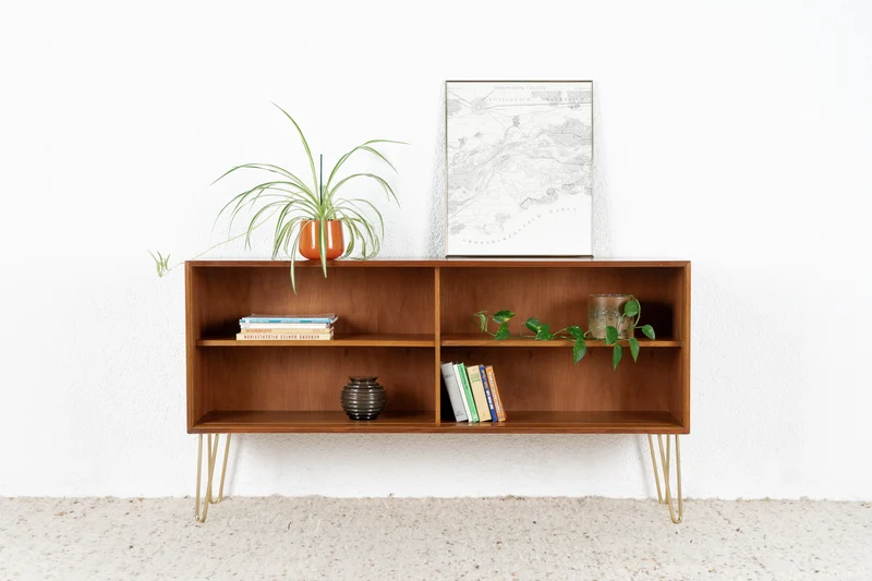 Lothar Wegner Vintage Regal Bücherregal Holz Nuss Sideboard