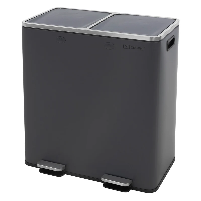 Mülleimer mit Trennsystem 2x 30L Anthrazit aus Stahl ML-Design