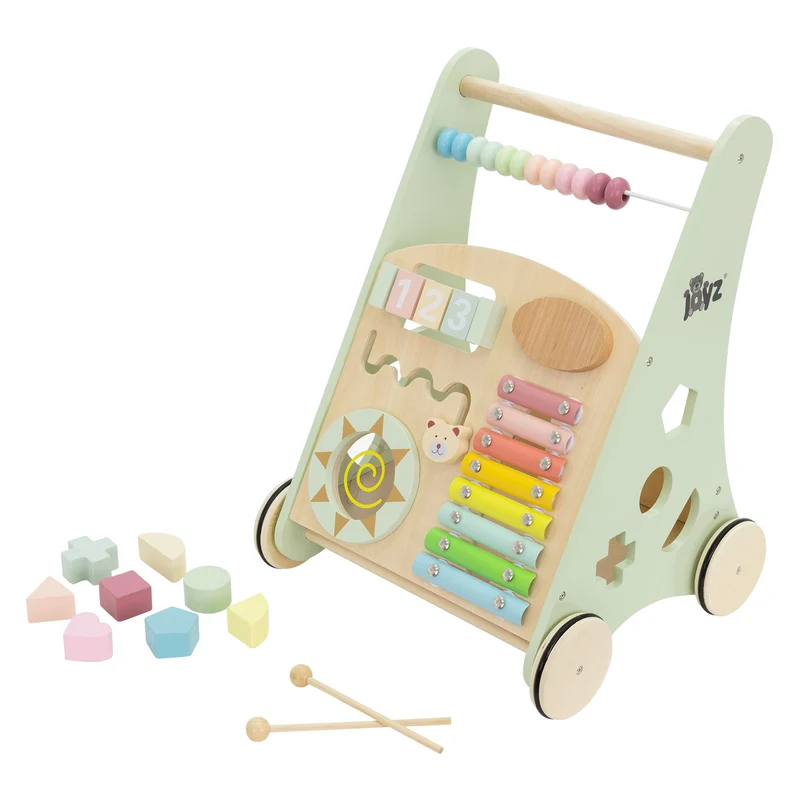 Laufwagen mit Activity Center 36x32x46 cm Grün aus Holz Joyz