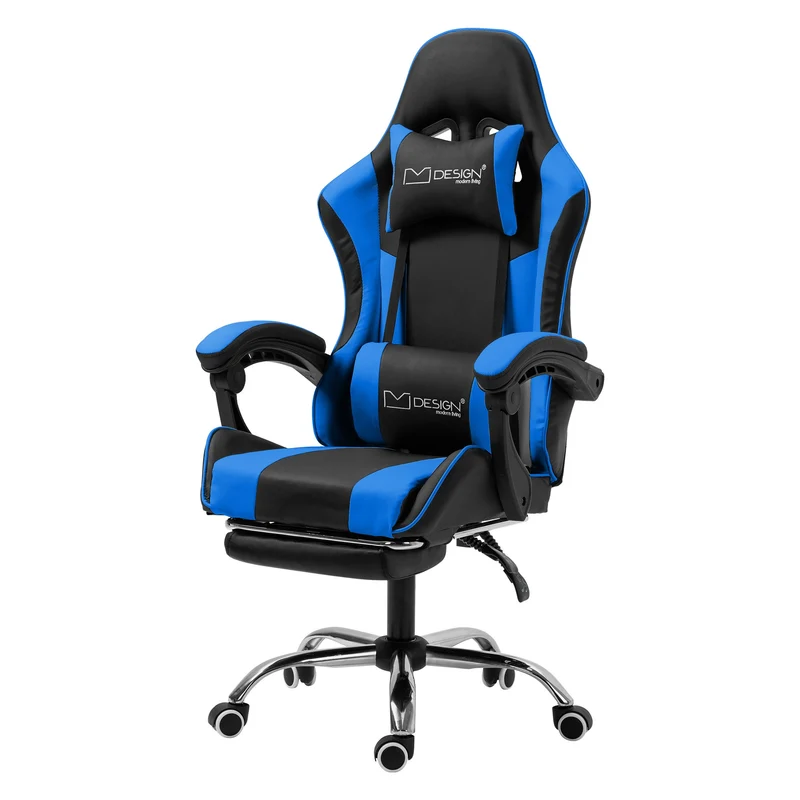 Massage Gaming Stuhl Schwarz/Blau aus PU-Leder ML-Design