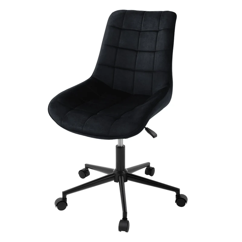 Bürostuhl auf Rollen Schwarz mit Samtbezug und Metallgestell ML-Design
