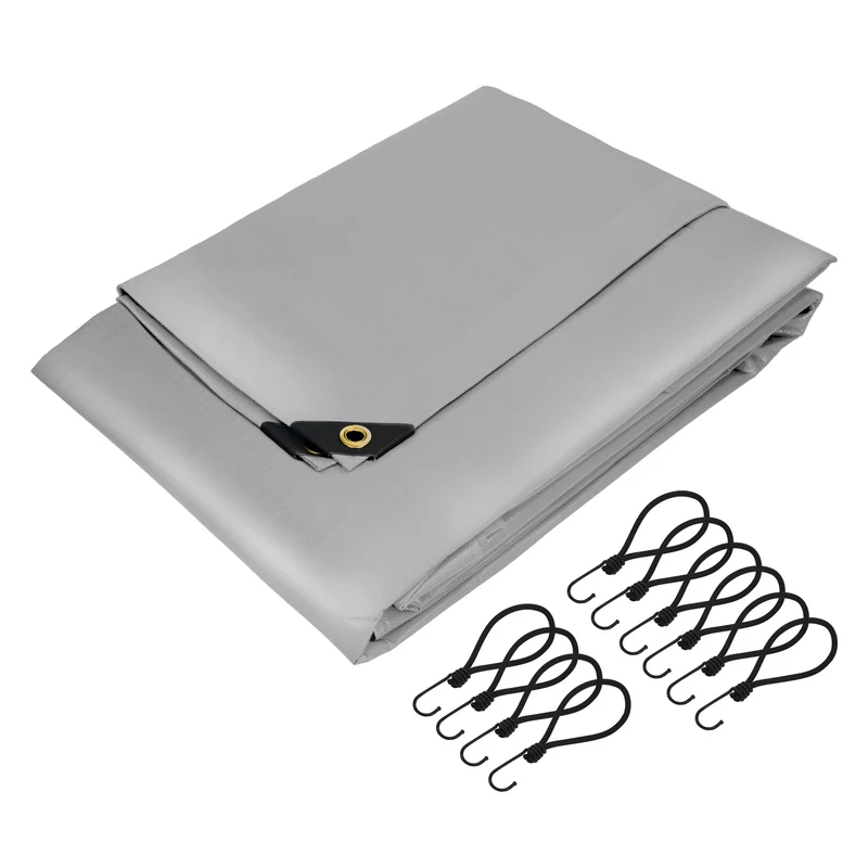 Abdeckplane mit Ösen 5x9 m 650 g/m² mit 10 Spanngummis Grau aus PVC