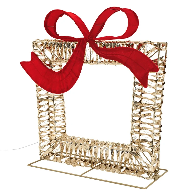 ECD Germany | LED Geschenkbox Weihnachten mit Schleife, 58x63 cm, 500 LEDs Warmweiß, Weihnachtsdeko mit Timer, Innen/Außen IP44 Weihnachtsbeleuchtung