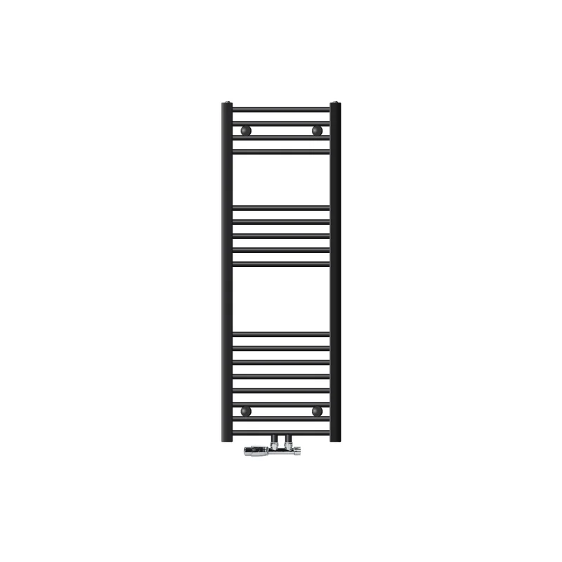 Badheizkörper Mittelanschluss 400x1200 mm Anthrazit gebogen mit Wand Anschlussgarnitur LuxeBath
