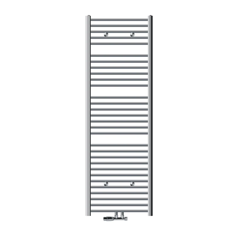 Badheizkörper Sahara 600x1800 mm Chrome gebogen mit Mittelanschluss und Wand Anschlussgarnitur